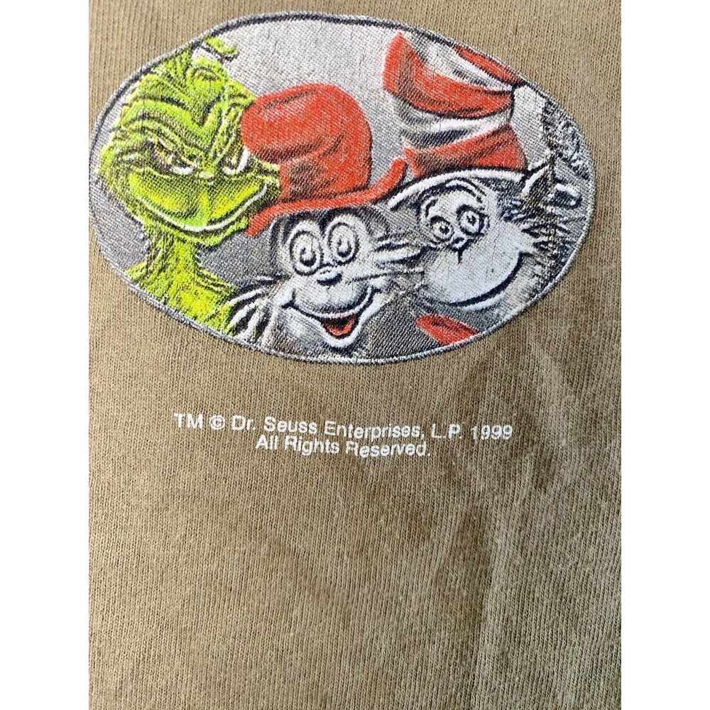 Vintage 90s Dr. Seuss T-Shirt XL Grinch Cat Hat Green Eggs Double Sided Graphic - Picture 5 of 6